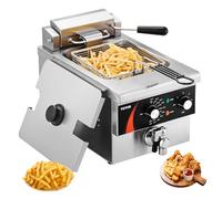VEVOR Freidora Comercial 3000 W, Freidoras Eléctricas Baño de Aceite con Cesta, Acero Inoxidable Espesado, 8,5 L, Control de Tiempo y Temperatura, para Cocina, Restaurante, Plata, 535 x 295 x 330 mm