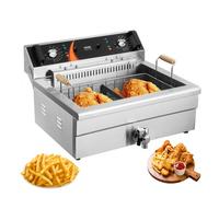 VEVOR Freidora Comercial Eléctrica 29L Acero Inoxidable 2250W 590 x 580 x 350 mm
