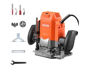 VEVOR Fresadora de Madera 1,6HP 1200W, Rebajadora Eléctrica de 6 Velocidades Variables, Arranque Suave, con Base de Inmersión, Fresadora de Cantos para Carpintería, Proyectos de Bricolaje, con Cable