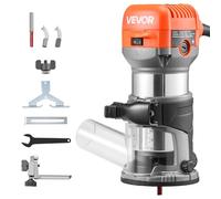 VEVOR Fresadora de Madera 1 HP 710 W, Rebajadora Eléctrica de 6 Velocidades Variables, con Base Fija y Cubierta Antipolvo, Fresadora de Cantos para Carpintería, Proyectos de Bricolaje, con Cable