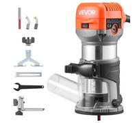 VEVOR Fresadora de Madera 1 HP 710 W, Rebajadora Eléctrica de 6 Velocidades Variables, con Base Fija y Cubierta Antipolvo, Fresadora de Cantos para Carpintería, Proyectos de Bricolaje, con Cable