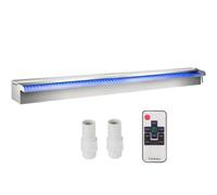 VEVOR Fuente Rectangular para Piscina Acero Inoxidable Cascadas para Piscinas 151 x 11,5 x 8 cm Fuente de Piscina Exterior Flujo de Agua con Tira LED de Colores Cascada de Jardín Patio Estanque