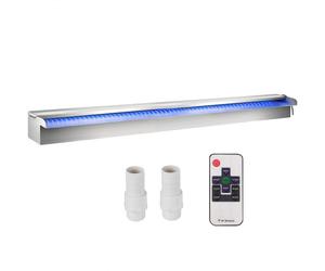 VEVOR Fuente Rectangular para Piscina Acero Inoxidable Cascadas para Piscinas 151 x 11,5 x 8 cm Fuente de Piscina Exterior Flujo de Agua con Tira LED de Colores Cascada de Jardín Patio Estanque