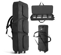 VEVOR Funda Acolchada Portátil para Teclado de Piano Eléctrico, 61 Teclas, 104 x 43 x 13 cm, Bolsa para Teclado con Asas y Ruedas, Tela 1680D Impermeable, para Transporte de Instrumentos, Negro