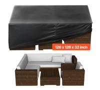 VEVOR Funda para Muebles de Patio, Tela Oxford 420D, Impermeable, para Mesa de Comedor y Sillas de Exterior, Cuadrada, Grande, con Ventilación para Todo Tipo de Clima, 320 x 320 x 81 cm, Negro