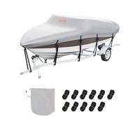 VEVOR Funda impermeable para barco, 488-564 cm de largo, 238 cm de ancho, cubierta protectora para barco con casco en V, 600D Oxford, anti-UV, con bolsa de amarre, para remolque de lanchas y yates