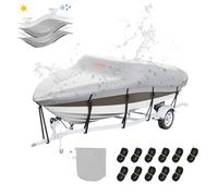 VEVOR Funda Impermeable para Barco, 488-564 cm de Largo, 238 cm de Ancho, Cubierta Protectora para Barco con Casco en V, 600D Oxford, Anti-UV, con Bolsa de Amarre, para Remolque de lanchas y Yates