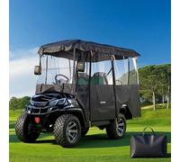 VEVOR Funda para Carrito de Golf 420D para 2+2/4 Plazas, Cubierta Impermeable 2 m con Revestimiento de PVC, Ventana Frontal, Ganchos Antiviento, Puertas Enrollables Compatible con Yamaha EZGO Honda