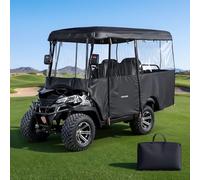 VEVOR Funda para Carrito de Golf 420D para 2+2/4 Plazas, Cubierta Impermeable 2 m con Revestimiento de PVC, Ventana Frontal, Ganchos Antiviento, Puertas Enrollables Compatible con Yamaha EZGO Honda