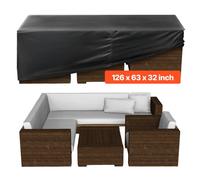 VEVOR Funda para Muebles de Patio, 420D, Resistente, Impermeable, para Mesa de Comedor y Sillas de Exterior, Rectangular, Grande, con Ventilación a Todo Tipo de Clima, 320 x 150 x 71 cm, Negro