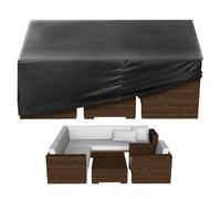 VEVOR Funda para Muebles de Patio, 420D, Resistente, Impermeable, para Mesa de Comedor y Sillas de Exterior, Grande, Cuadrada, con Ventilación para Todo Tipo de Clima, 239 x 239 x 71 cm, Negro