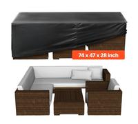 VEVOR Funda para Muebles de Patio, 420D, Resistente, Impermeable, para Mesa de Comedor y Sillas de Exterior, Rectangular, Grande, con Ventilación para Todo Tipo de Clima, 188 x 120 x 71 cm, Negro