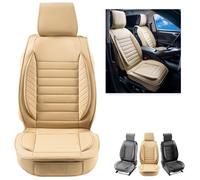 VEVOR Fundas de Asiento Universales Delanteros, 2 Fundas de Asiento de Piel Sintética, Diseño Semicerrado, Reposacabezas Desmontable y Compatible con Airbag, para los Coches, SUV y Camiones, Beige