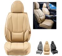 VEVOR Fundas de Asiento Universales Delanteros, 6 Piezas de Funda de Asiento de Piel Sintética, Reposacabezas Desmontable y Compatible con Airbag, para la Mayoría de los Coches, SUV y Camiones, Beige