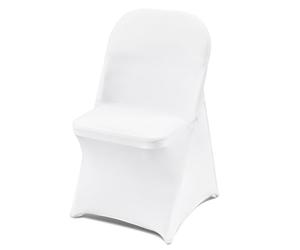 VEVOR Fundas para Sillas 12 Piezas Expandable Spandex Cubiertas de Sillas Tamaño Máximo 444x330x838 mm Fundas Plegables Desmontables para Sillas de Fiesta Decoración Boda Ceremonia Banquete, Blanco
