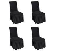 VEVOR Fundas para Sillas Plegables de Elastano Elástico, Funda Universal para Silla con Falda, Fundas Protectoras Lavables Extraíbles, para Bodas, Banquetes, Fiestas 440 x 510 x 925 mm(4 Piezas Negro)