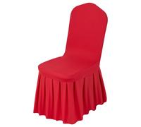 VEVOR Fundas Sillas de Comedor 30 Piezas, Funda para Sillones Elástica de Poliéster y Elastano, para Sillas de hasta 51 x 45 x 95 cm, Diseño de Falda, Tela Suave, para Boda, Fiestas, Banquetes, Rojo