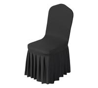 VEVOR Fundas Sillas de Comedor 30 Piezas, Funda para Sillones Elástica de Poliéster y Elastano, para Sillas de hasta 51 x 45 x 95 cm, Diseño de Falda, Tela Suave, para Boda, Fiestas, Banquetes, Negro