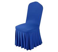 VEVOR Fundas Sillas de Comedor 30 Piezas, Funda para Sillones Elástica de Poliéster y Elastano, para Sillas de hasta 51 x 45 x 95 cm, Diseño de Falda, Tela Suave, para Boda, Fiestas, Banquetes, Azul