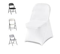 VEVOR Fundas Sillas de Comedor 32 Piezas, Funda para Sillones Elástica de Poliéster y Elastano, para Sillas de hasta 45 x 46 x 77 cm, Tela Suave y Transpirable, para Boda, Fiestas, Banquetes, Blanco