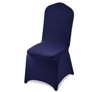 VEVOR Fundas Sillas de Comedor 50 Piezas, Funda para Sillones Elástica de Poliéster y Elastano, para Sillas de hasta 51 x 45 x 95 cm, Tela Suave y Transpirable, para Boda, Banquetes, Azul Marino
