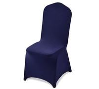 VEVOR Fundas Sillas de Comedor 50 Piezas, Funda para Sillones Elástica de Poliéster y Elastano, para Sillas de hasta 51 x 45 x 95 cm, Tela Suave y Transpirable, para Boda, Banquetes, Azul Marino