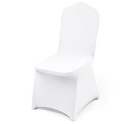 VEVOR Fundas Sillas de Comedor 53 Piezas, Funda para Sillones Elástica de Poliéster y Elastano, para Sillas de hasta 51 x 45 x 95 cm, Tela Suave y Transpirable, para Boda, Fiestas, Banquetes, Blanco