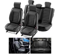VEVOR Fundas Universales para Asientos Delanteros y Traseros de Automóvil, Juego Completo de Asientos, 9 Piezas de Fundas para Asientos de Piel Sintética, Diseño Semicerrado, para los Autos, Negro