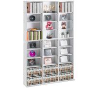 VEVOR Gabinete de Almacenamiento Multimedia Estante Ajustable para DVD de 9 Capas con Capacidad para 756 CD, 27 Compartimentos para Colecciones de Música, Películas, Videojuegos, Recuerdos, Blanco