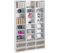 VEVOR Gabinete de Almacenamiento Multimedia Estante Ajustable para DVD de 9 Capas con Capacidad para 756 CD, 27 Compartimentos para Colecciones de Música, Películas, Videojuegos, Recuerdos, Blanco