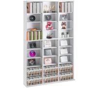 VEVOR Gabinete de Almacenamiento Multimedia Estante Ajustable para DVD de 9 Capas con Capacidad para 756 CD, 27 Compartimentos para Colecciones de Música, Películas, Videojuegos, Recuerdos, Blanco