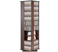 VEVOR Gabinete de almacenamiento multimedia, torre multimedia giratoria, capacidad para hasta 1040 CD, protege y organiza colecciones de música, películas, videojuegos o recuerdos - Espresso