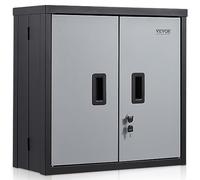 VEVOR Gabinete de Almacenamiento para Garaje 660x305x660 mm Armario de Herramientas Montado en Pared, Carga Total de 108,8 kg Estante Ajustable con Puerta Magnética para Taller, Almacén, Hogar, Negro