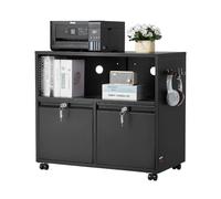 VEVOR Gabinete de Archivos Metálico con 2 Cajones y 1 Espacio de Almacenamiento Archivador de Escritorio con Cerradura y Barra Ajustable para Colgar Apto para Tamaño Carta, A4, para Oficina, Negro