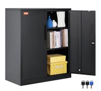 VEVOR Gabinete de metal con 2 puertas magnéticas y 4 estantes ajustables, capacidad de 200 libras por estante, gabinete de almacenamiento de acero con cerradura 42 pulgadas con 3 llaves, para garaje