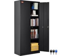 VEVOR Gabinete de metal, gabinete con cerradura de acero con 2 puertas magnéticas y 4 estantes ajustables, gabinete de metal de 180,34 cm, capacidad de 90,7 kg por estante con 3 llaves