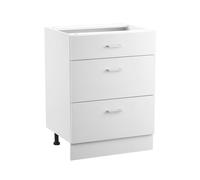 VEVOR Gabinete de Piso con 3 Cajones 600 x 475 x 816 mm Armario de Pie sin Ensamblar Gabinete de Suelo Gabinete Listo para Ensamblar Cajón de Cierre Suave para Oficina, Casa, Baño, Cocina, Blanco