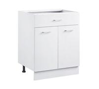 VEVOR Gabinete de Piso con Cajón y 2 Puertas 60 x 47,7 x 81,6 cm Armario de Pie sin Ensamblar Gabinete de Suelo Cajón de Cierre Suave y Estante Ajustable para Oficina, Casa, Baño, Cocina, Blanco