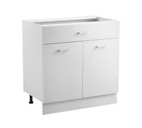 VEVOR Gabinete de Piso con Cajón y 2 Puertas 80 x 47,5 x 81,6 cm Armario de Pie sin Ensamblar Gabinete de Suelo Cajón de Cierre Suave y Estante Ajustable para Oficina, Casa, Baño, Cocina, Blanco