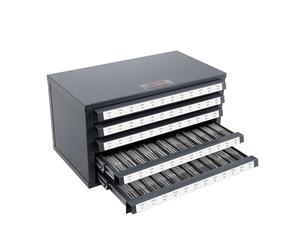 VEVOR Gabinete dispensador de grifo, gabinete organizador de grifos de cinco cajones para #2-56-#12-28, gabinete organizador de grifos de acero con etiquetas, gabinete apilable de 60 compartimentos