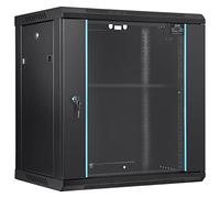 VEVOR Gabinete para servidor de red montaje en pared de 12U, 15,5" gabinete en rack para servidores 200 lbs con paneles laterales de puerta de vidrio con cerradura para equipos de TI, dispositivos A/V