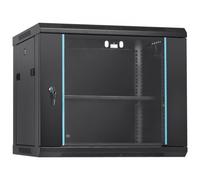 VEVOR Gabinete para Servidores de Red Montaje en Pared 9U, 60x45x50cm, 39 cm Gabinete en Rack para Servidores 90,7 kg con Paneles Laterales de Puerta de Vidrio con Cerradura para Equipos de TI, Dispos