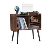 VEVOR Gabinete Tocadiscos de 2 Niveles Soporte para Tocadiscos con Capacidad hasta 100 Álbumes Gabinete para Discos de Vinilo de Madera Estantes Extraíbles y Altura Ajustable para Sala de Estar