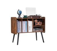 VEVOR Gabinete Tocadiscos de 2 Niveles Soporte para Tocadiscos con Capacidad hasta 220 Álbumes Gabinete para Discos de Vinilo de Madera Estantes Extraíbles y Altura Ajustable para Sala de Estar