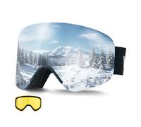 VEVOR Gafas de Esquí con Revestimiento, Azul Oscuro, para Snowboard, con Lentes Cilíndricas Magnéticas, Doble Ventilación y Antivaho, para Motonieve para Hombres y Mujeres, 182 x 104 x 79 mm