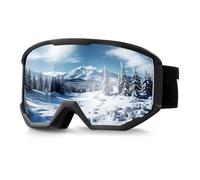 VEVOR Gafas de Esquí con Revestimiento, Montura de TPU, Doble Ventilación Antivaho y Espuma de Triple Capa, para Hombres y Mujeres, Visión 1:1 sin Distorsiones, 180 x 96 x 72 mm, Plata Mercurio