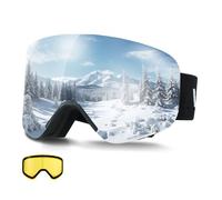 VEVOR Gafas de Esquí con Revestimiento Plata Cromada Completa VLT 8-18%, Lentes Cilíndricas Magnéticas, Doble Ventilación y Antivaho, para Snowboard, para Hombres y Mujeres, 182 x 104 x 79 mm