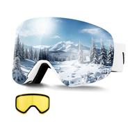 VEVOR Gafas de Esquí con Revestimiento, Rosa Cromada, para Snowboard, con Lentes Cilíndricas Magnéticas, Doble Ventilación y Antivaho, para Motonieve, para Hombres y Mujeres, 182 x 104 x 79 mm