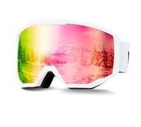 VEVOR Gafas de Esquí con Revestimiento, Rosa, para Snowboard, con Montura de TPU, Doble Ventilación Antivaho y Espuma de Triple Capa, para Motonieve, para Hombres y Mujeres, 180 x 96 x 72 mm