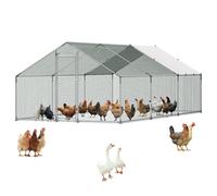 VEVOR Gallinero de Metal 3 x 6 x 2 m, Corral Grande para Gallinas con Cubierta, Cerramiento de Gallinero con Techo en Forma de Aguja con Cerradura de Seguridad para Patos, Conejos y Aves de Corral